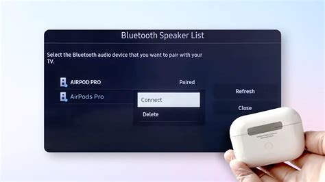 Now that your AirPods are in pairing mode, its time to connect them to your Samsung TV On your Samsung TV, navigate to the Bluetooth settings as mentioned in Step 2. . How to pair airpods to samsung tv